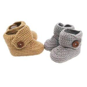 Crochet Baby High Top Booties in Charcoal Gray