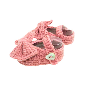 Crochet Mary Jane Booties in Rose Pink (Infant)