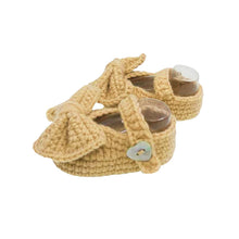 Load image into Gallery viewer, Crochet Baby Girl Mary Jane Booties in Sand Brown (Infant)