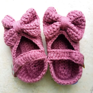 Crochet Mary Jane Booties in Plum Purple (Infant)