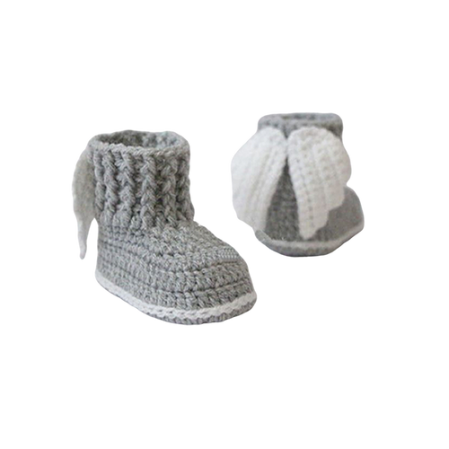 Newborn Crochet Angel Booties in Grey
