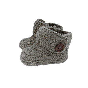 Crochet Baby High Top Booties in Charcoal Gray