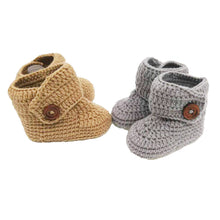 Load image into Gallery viewer, Crochet Baby High Top Booties in Charcoal Gray