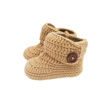 Load image into Gallery viewer, Crochet Baby High Top Booties in Sand Brown